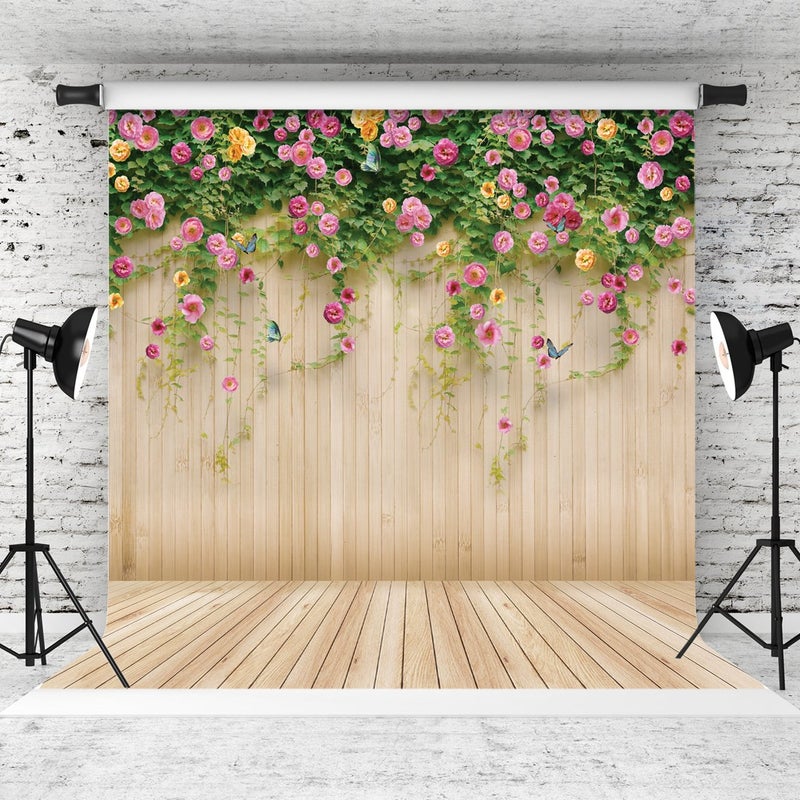 WOLADA Spring Flower Wall Backdrop Colorful Roses with Butterflies Background Ideal for Spring Photo Shoots Wedding Bridal Shower Garden Themed Parties Studio Props 10x10FT 8909 - Image 2